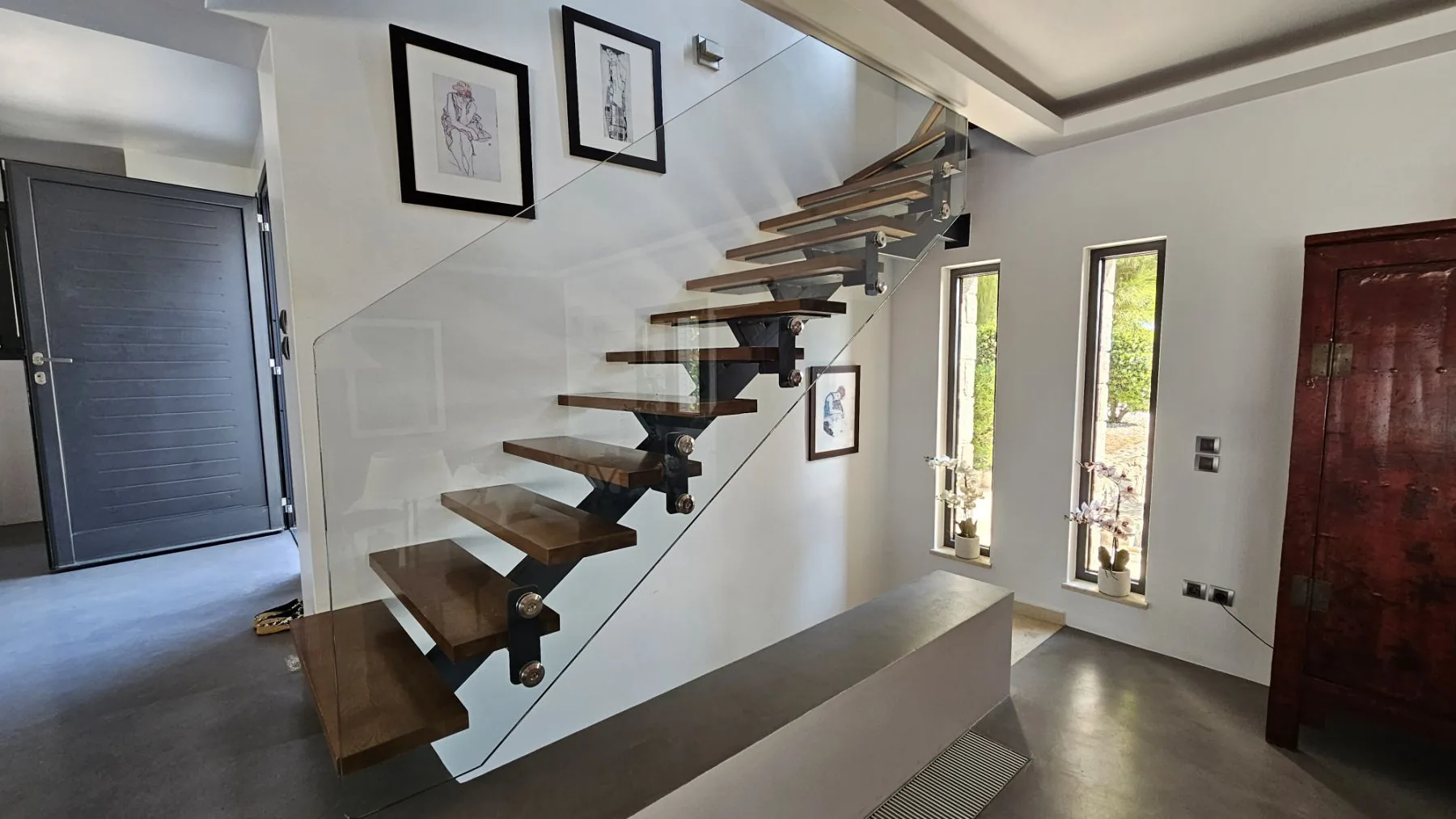 Garde-corps d’escalier en verre
