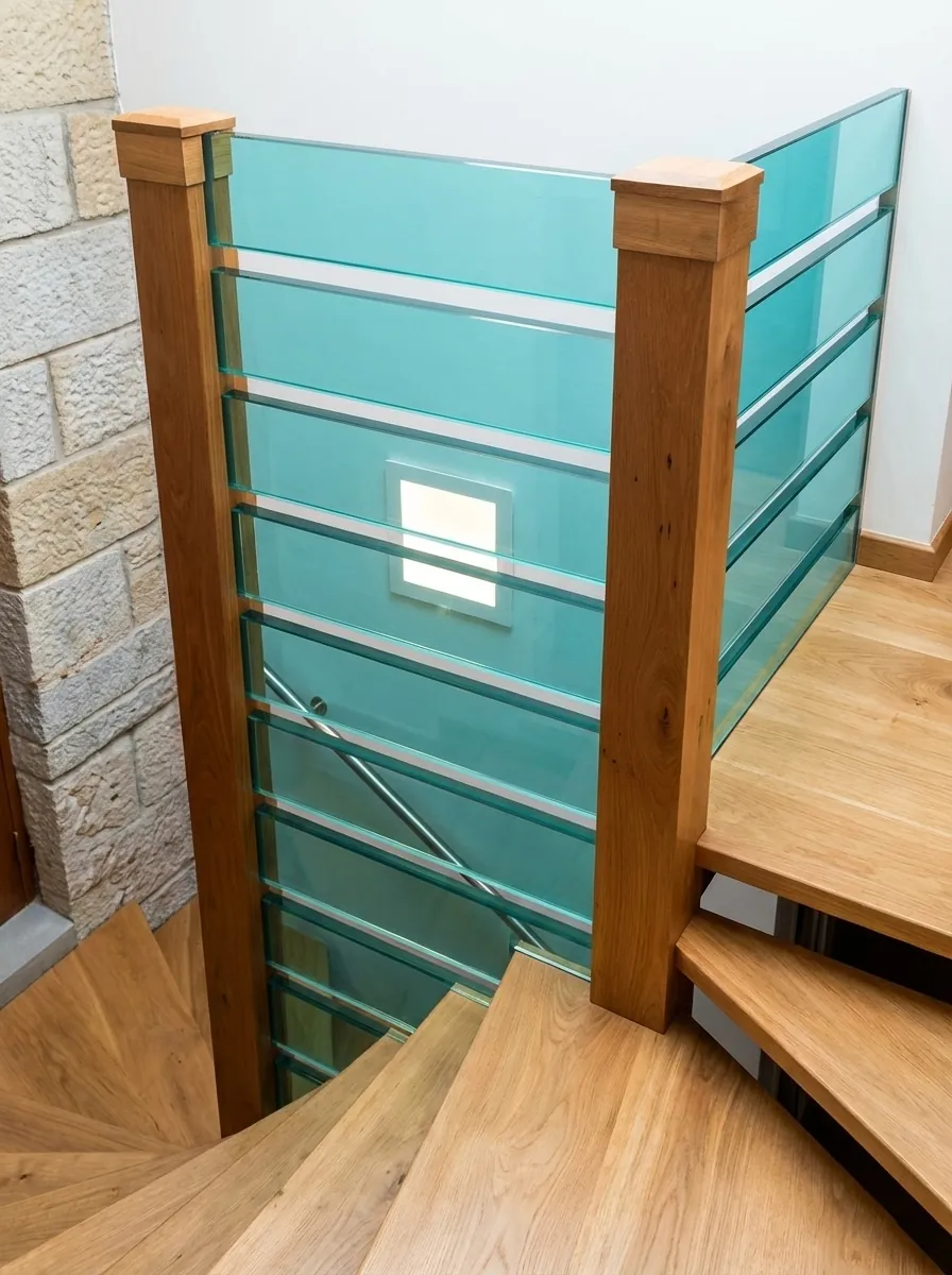Garde-corps d’escalier en verre teinté sur mesure